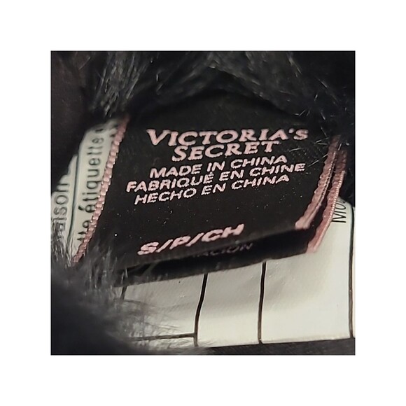 Victorias Secret Slippers Shoes  Size 5/6 Satin Faux Fur Trim Polka Dot - Picture 6 of 9